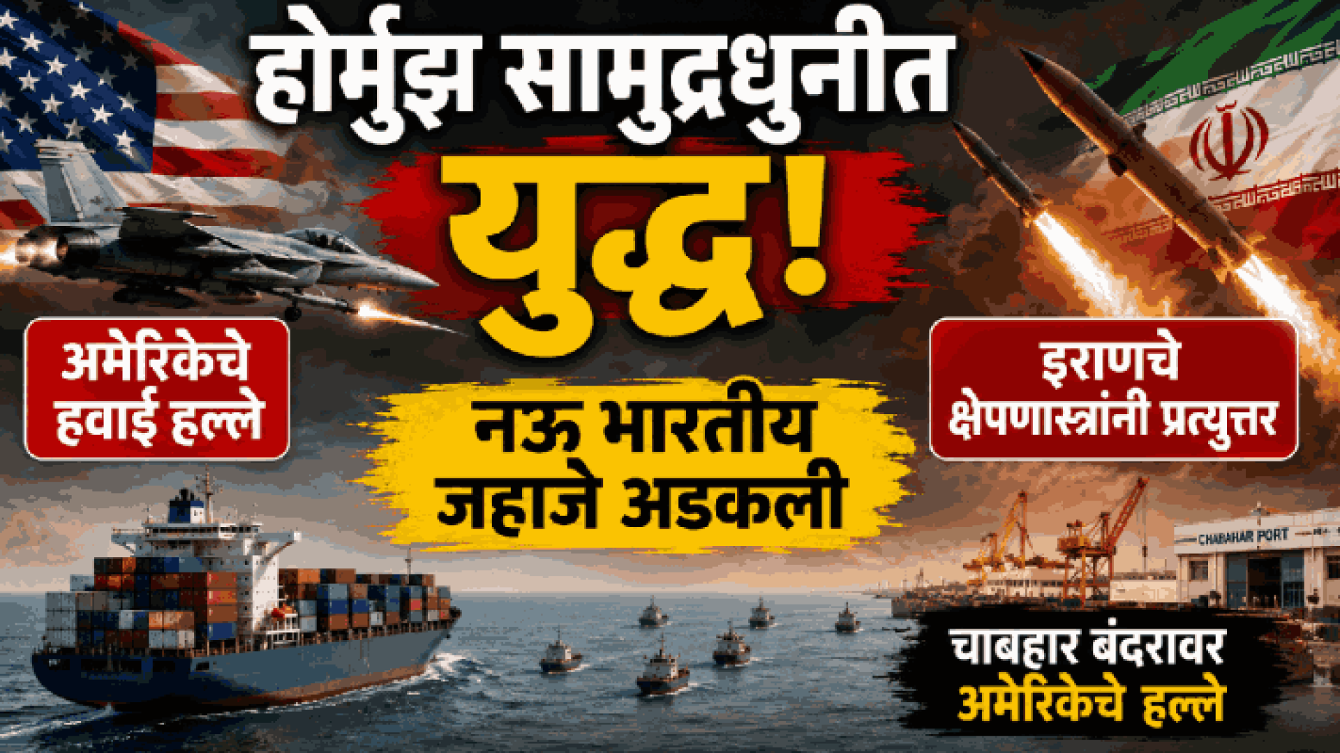 होर्मुझ सामुद्रधुनीत युद्ध: अमेरिकेचे हवाई हल्ले, इराणचे क्षेपणास्त्रांनी प्रत्युत्तर