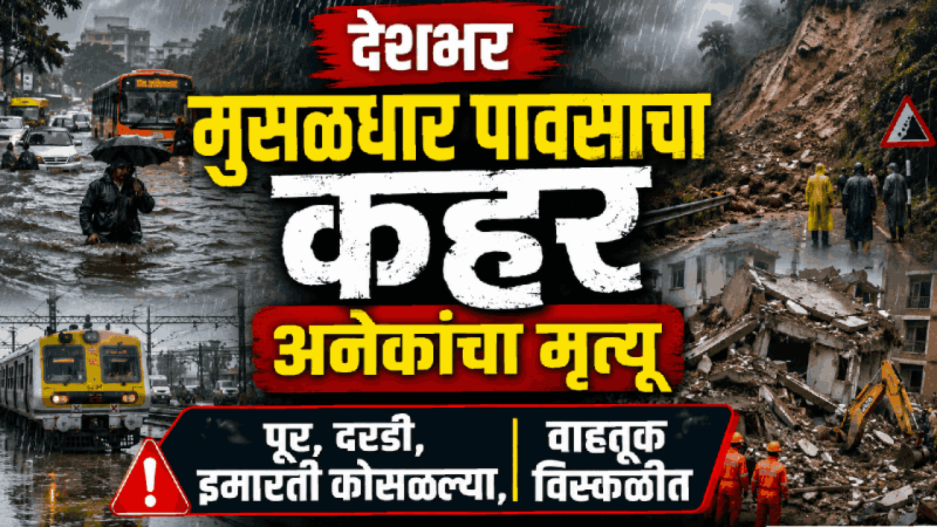 देशभर मुसळधार पावसाचा कहर; अनेकांचा मृत्यू