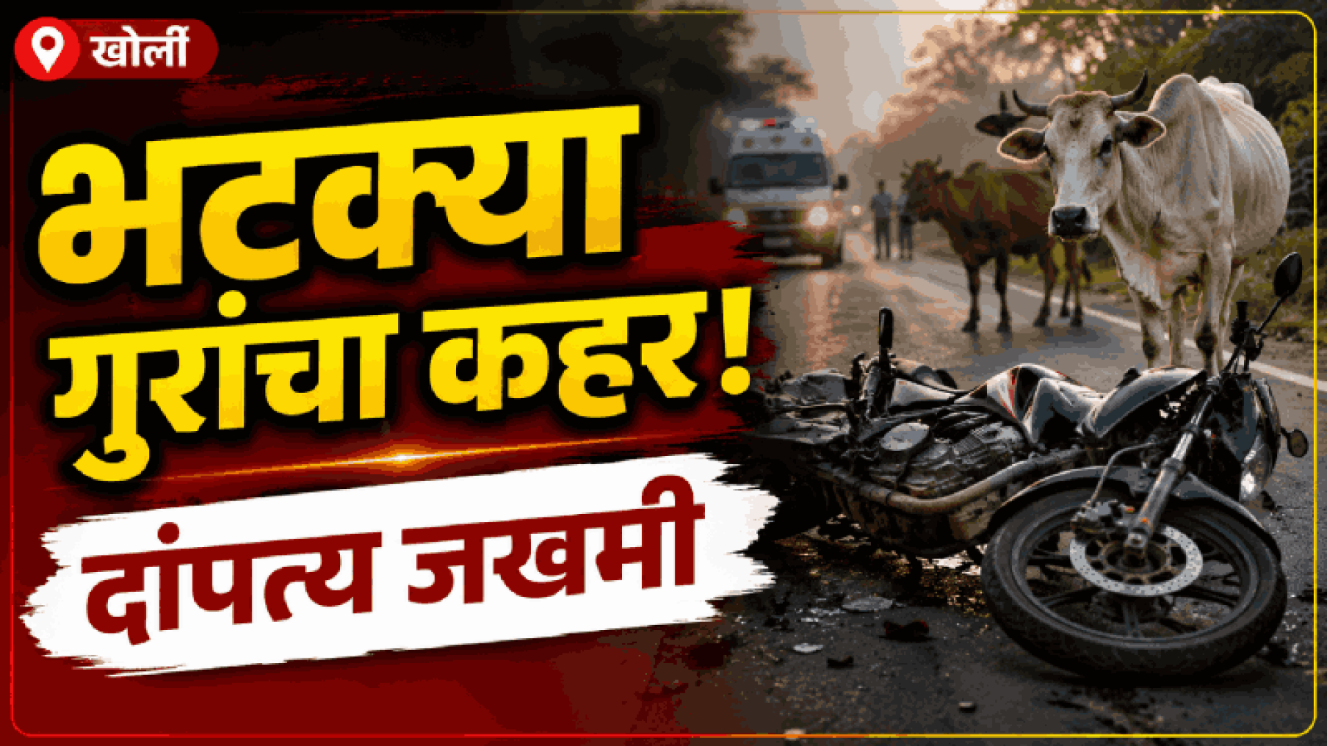 खोर्ली येथे भटक्या गुरांमुळे दुचाकीचा अपघात; दांपत्य जखमी