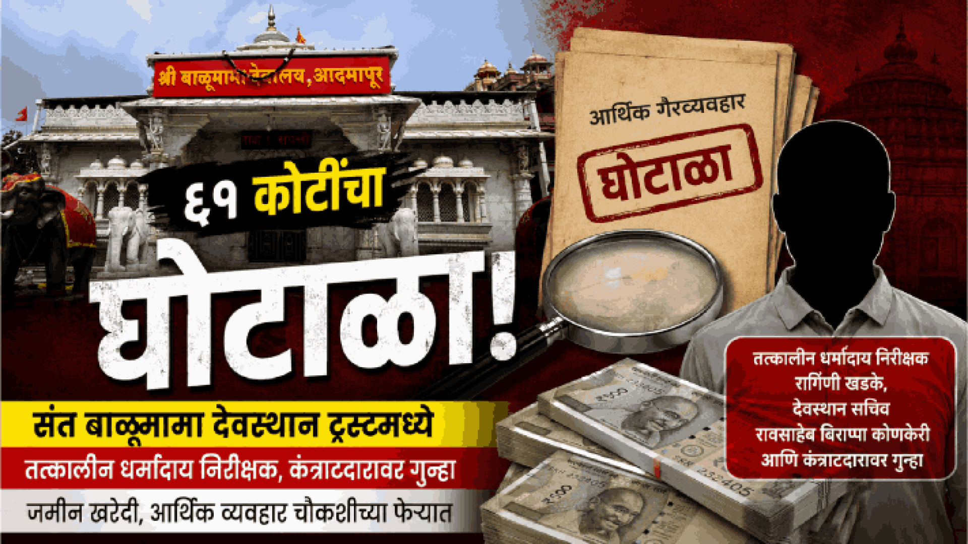 कोल्हापूर : संत बाळूमामा देवस्थान ट्रस्टमध्ये ६१ कोटींचा घोटाळा