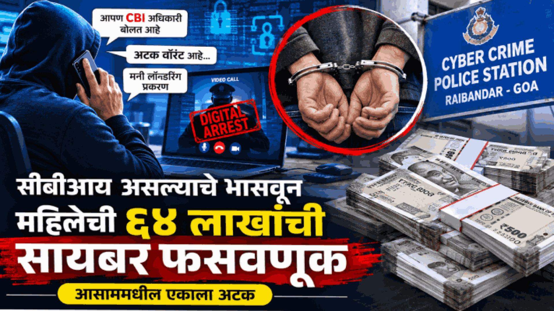 सीबीआय असल्याचे भासवून महिलेची ६४ लाखांची सायबर फसवणूक