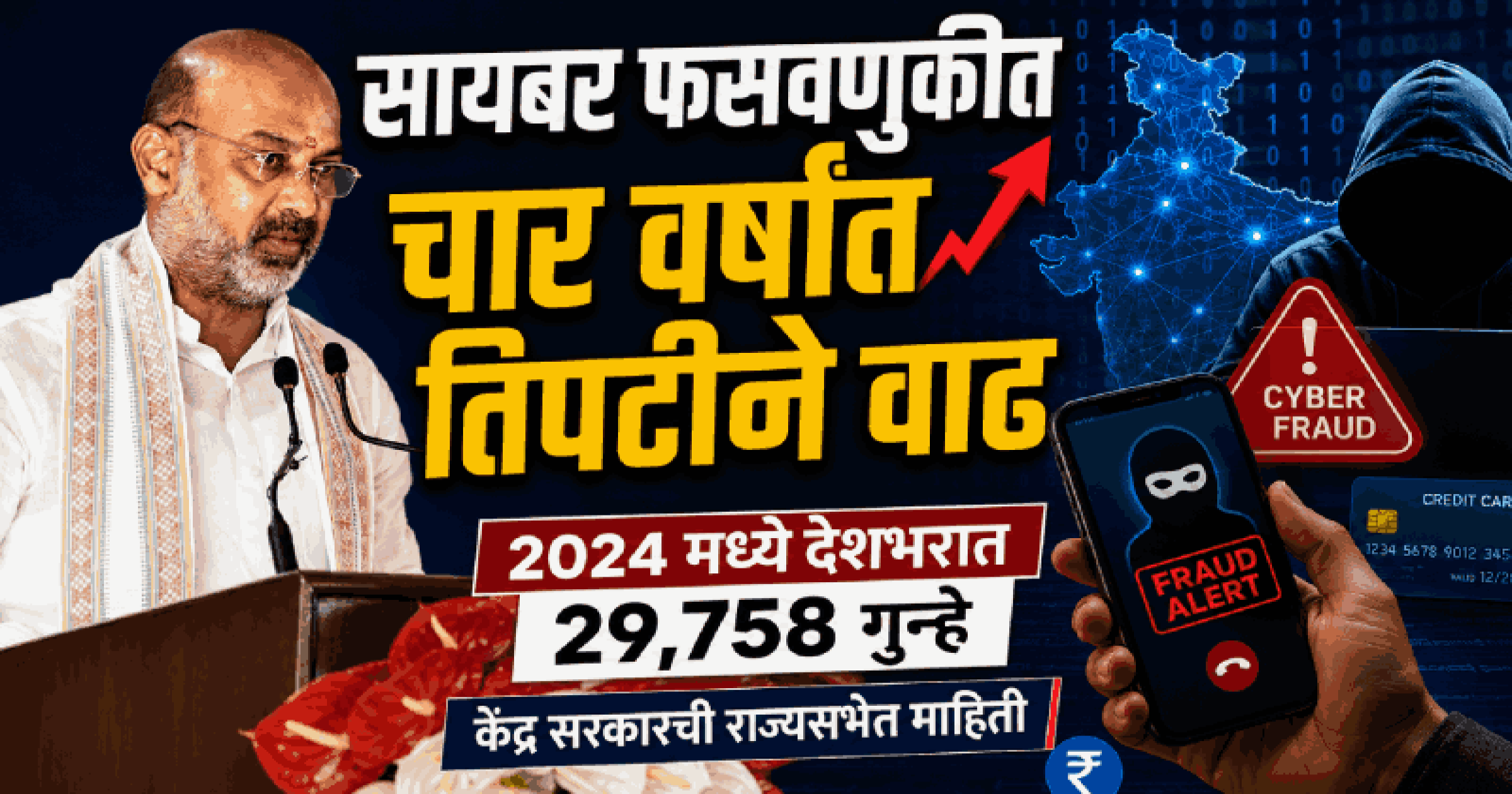 देशभरात सायबर फसवणुकीत चार वर्षांत तिपटीने वाढ