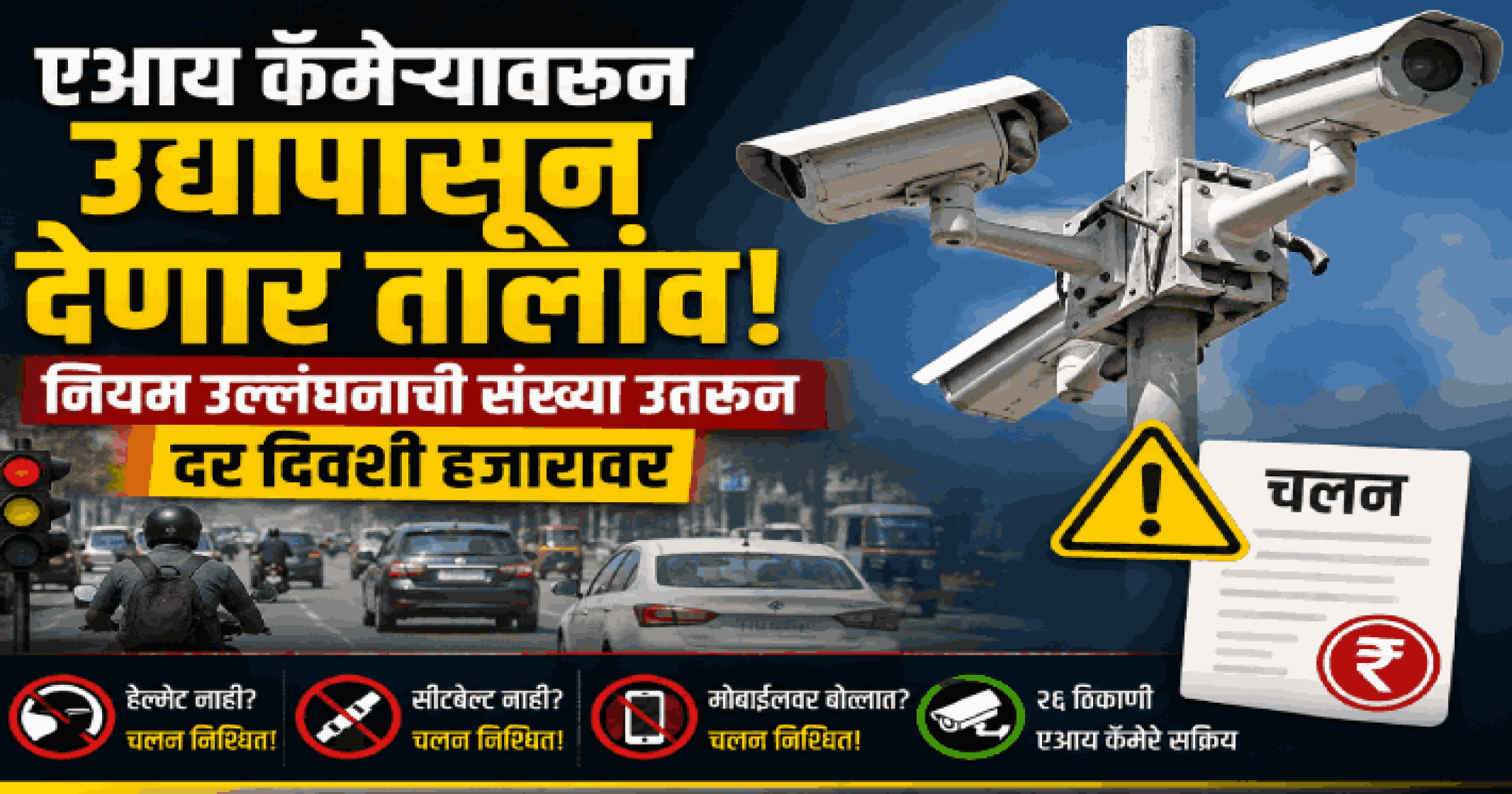 एआय कॅमेऱ्यावरून उद्यापासून देणार तालांव