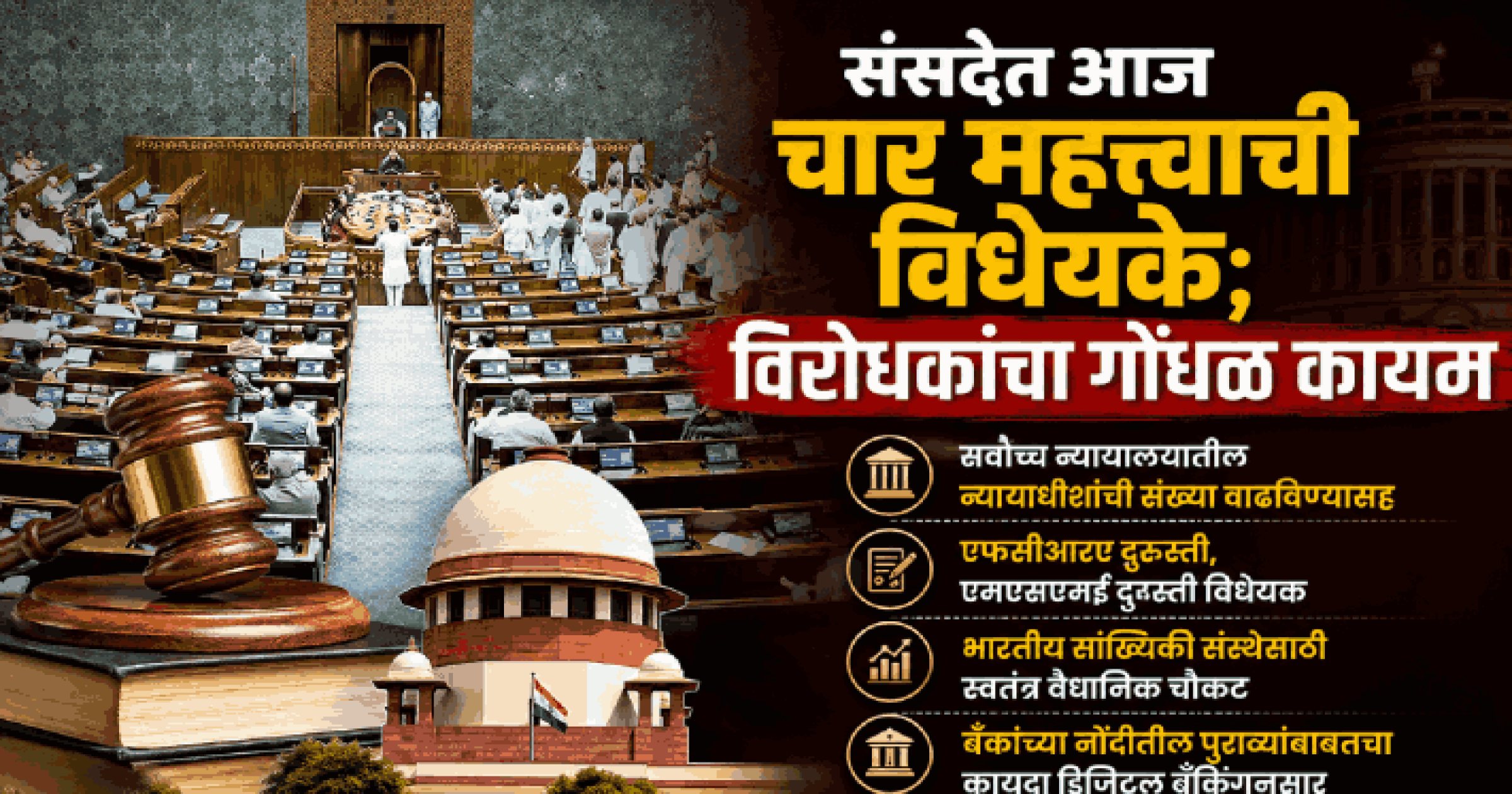 संसदेत आज चार महत्त्वाची विधेयके; विरोधकांचा गोंधळ कायम