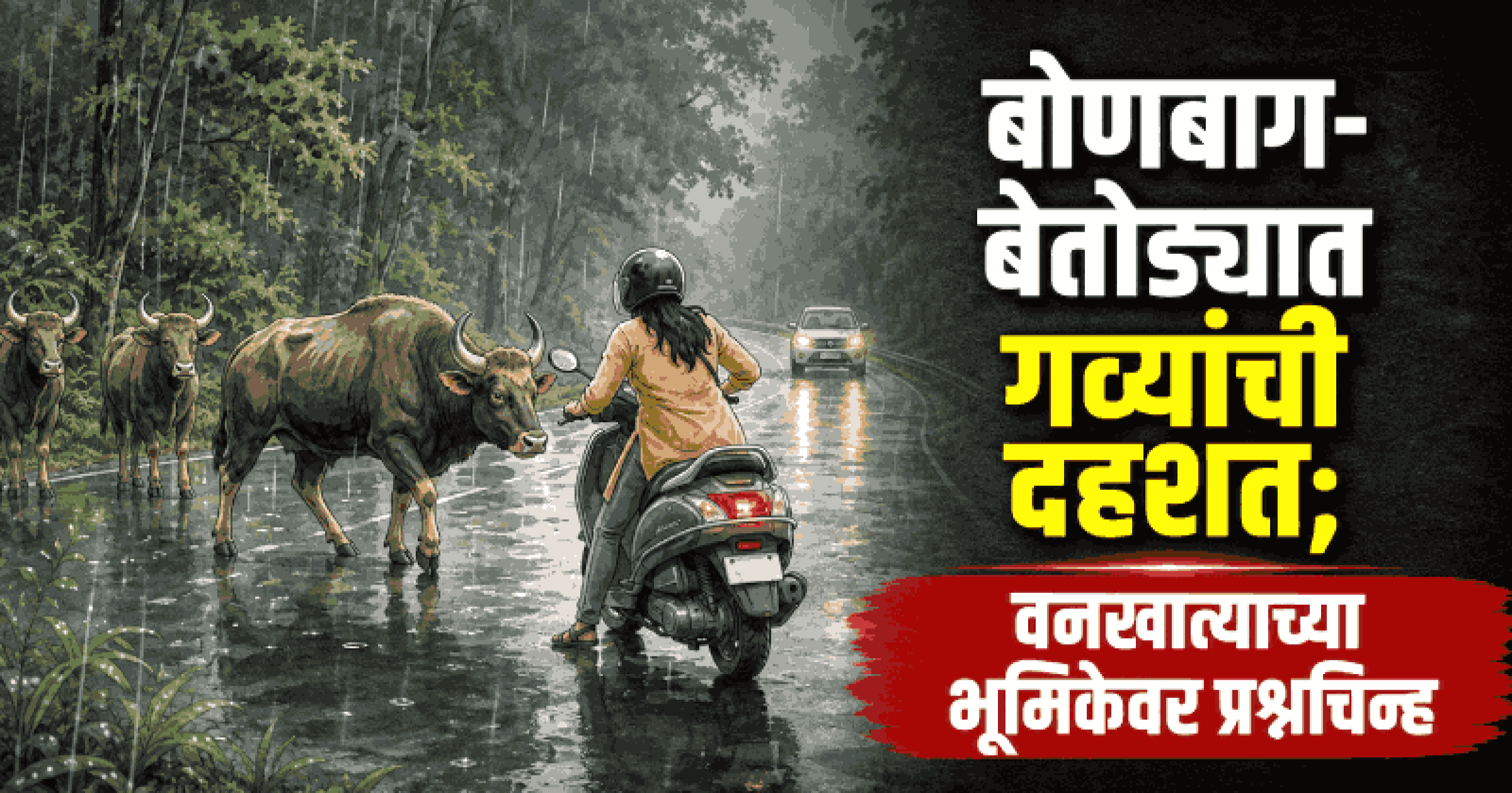बोणबाग-बेतोडा येथे गव्याच्या धडकेत महिला जखमी