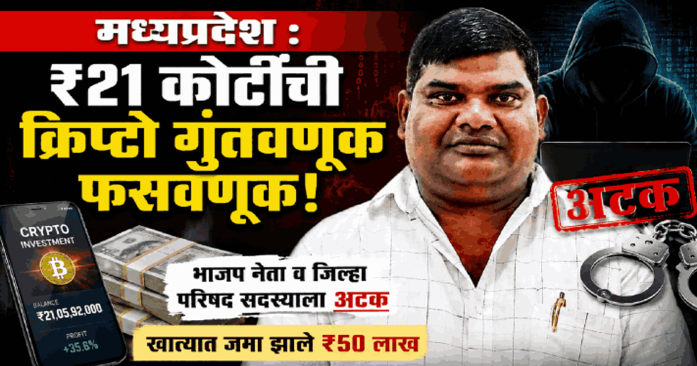 मध्यप्रदेश : ₹२१ कोटींची क्रिप्टो गुंतवणूक फसवणूक; भाजप नेत्याला अटक