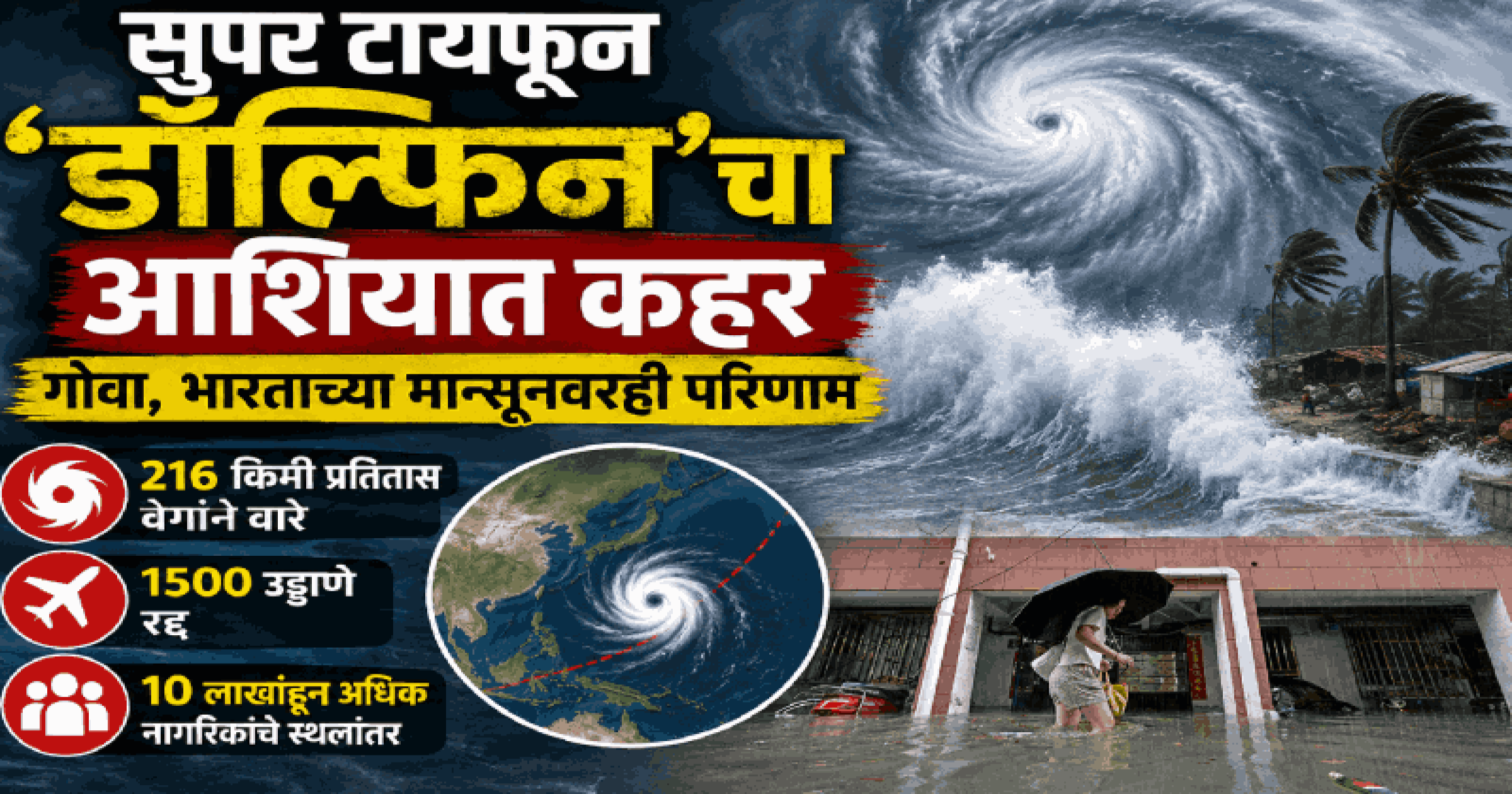 सुपर टायफून ‘डॉल्फिन’चा आशियात कहर;गोव्यासहीत भारताच्या मान्सूनवरही परिणाम