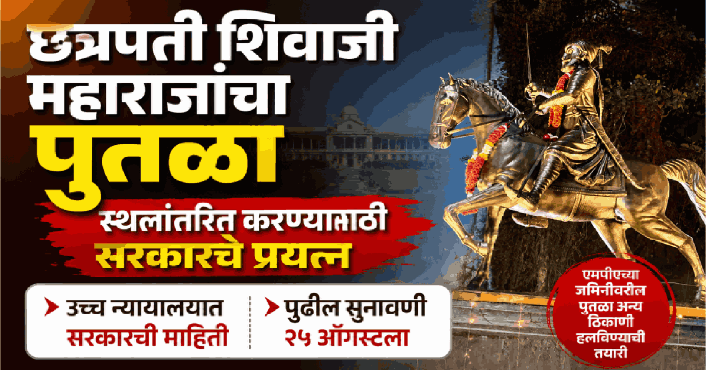 छत्रपती शिवाजी महाराजांचा पुतळा स्थलांतरित करण्यासाठी सरकारचे प्रयत्न
