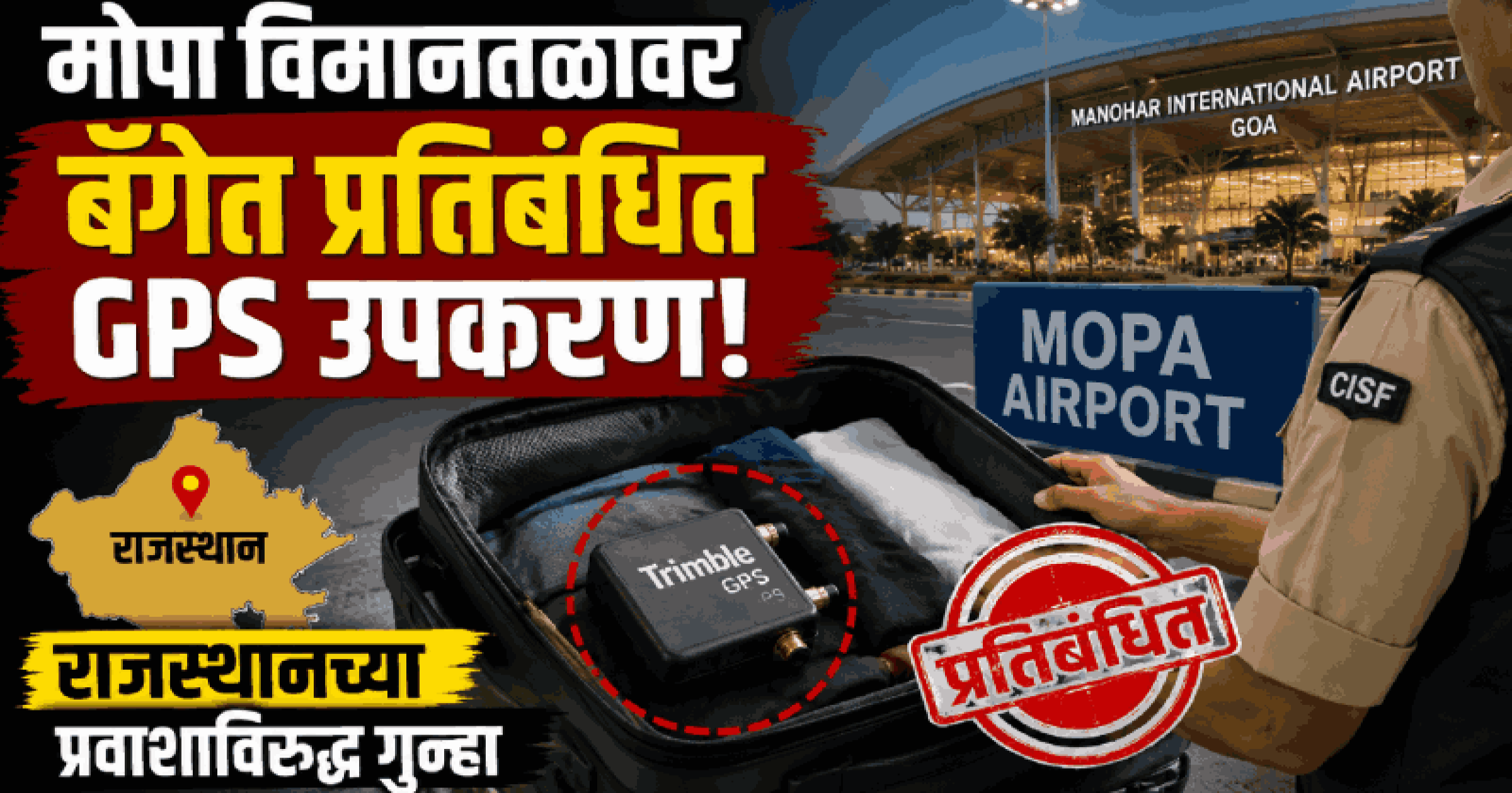 मोपा विमानतळावर प्रवाशाच्या बॅगेत प्रतिबंधित जीपीएस उपकरण