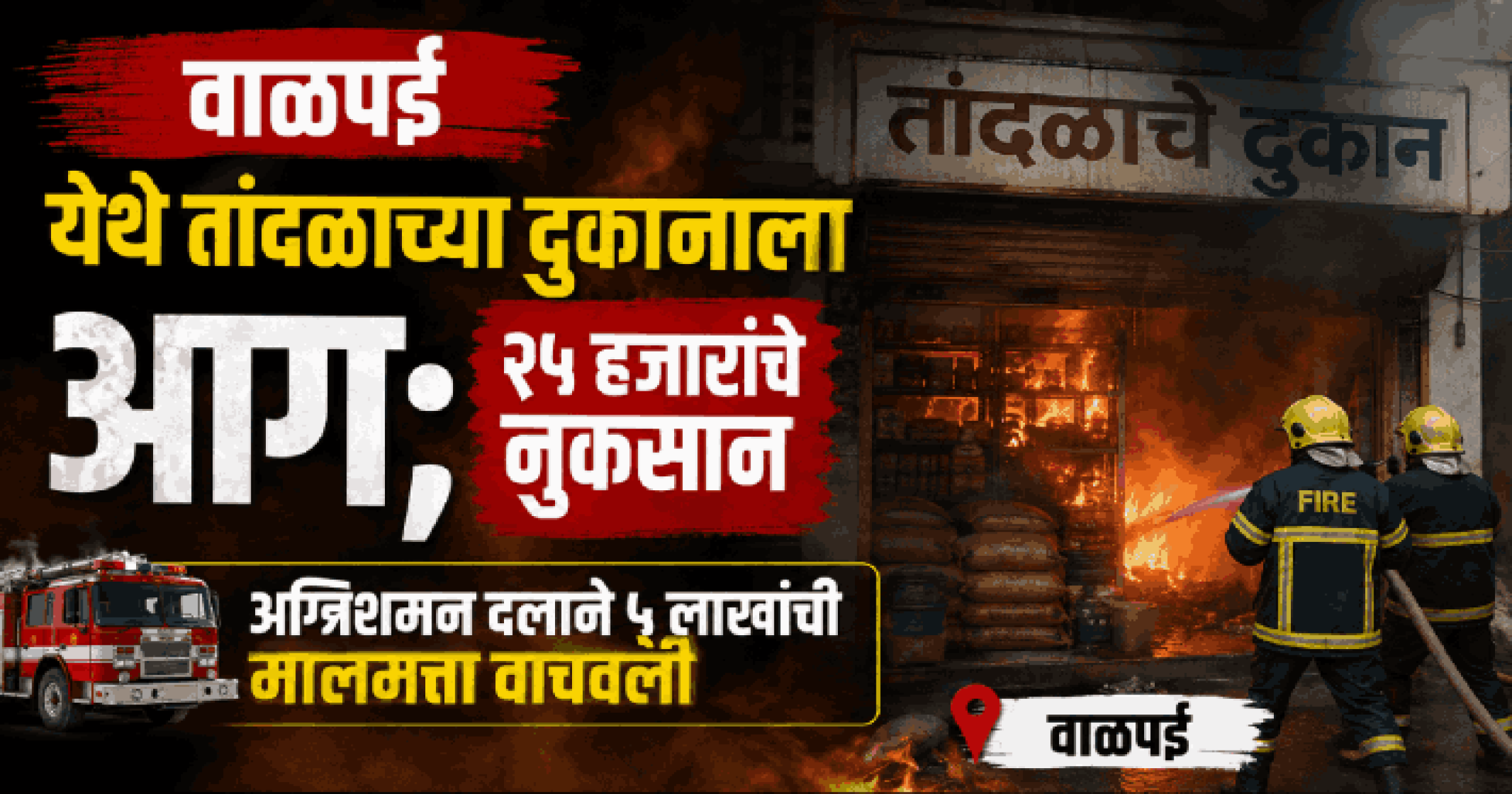 वाळपई येथे तांदळाच्या दुकानाला आग; २५ हजारांचे नुकसान