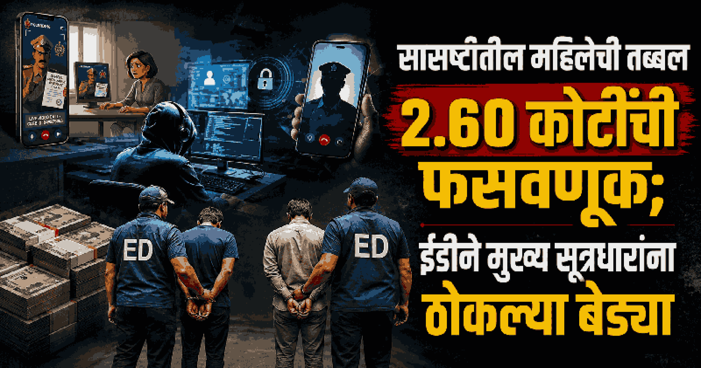 'डिजिटल अरेस्ट'द्वारे पॅन इंडिया ३० हजार कोटींचा सायबर घोटाळा; मुंबईत मुख्य सूत्रधारांना ईडीने ठोकल्या बेड्या