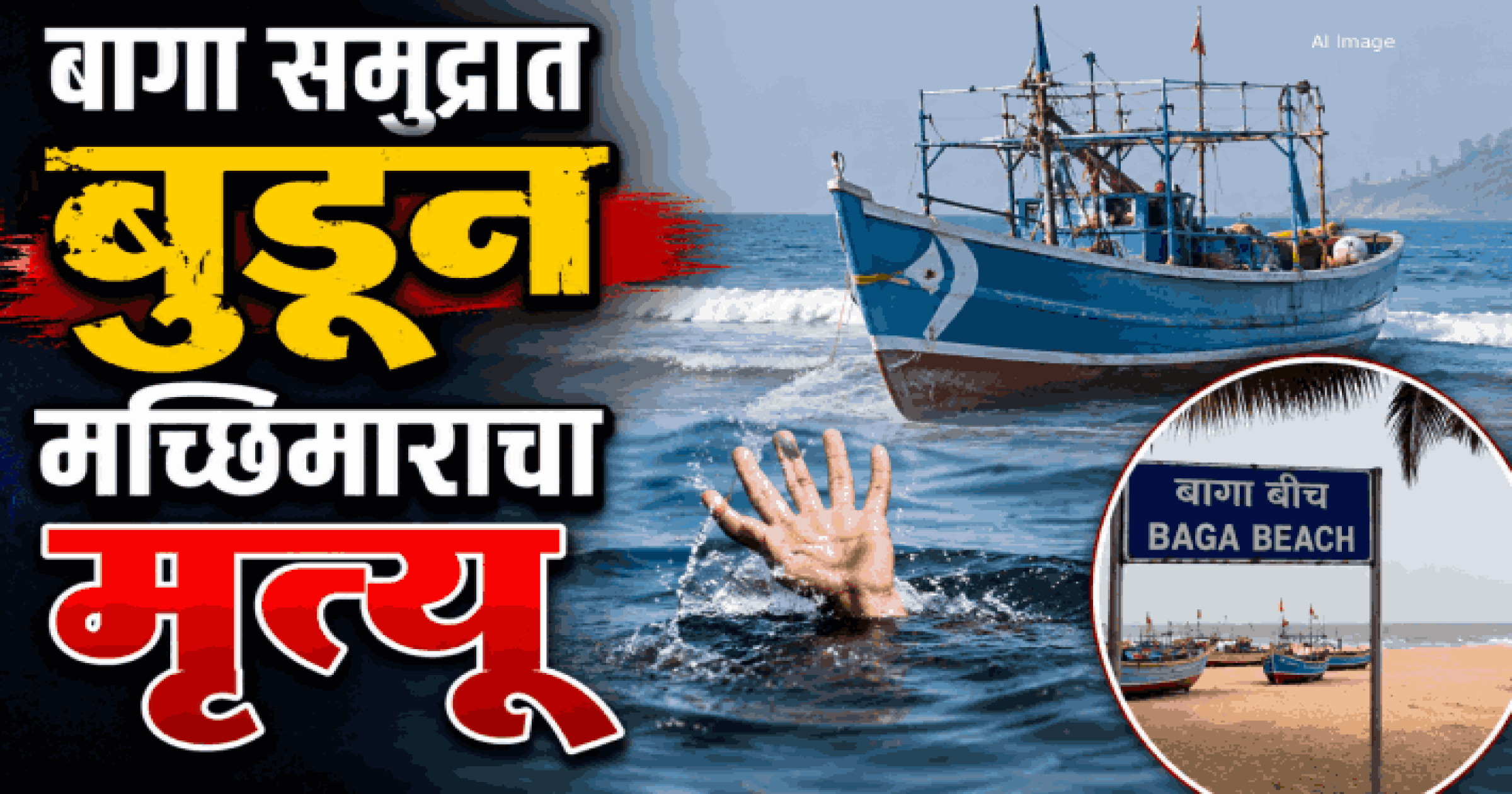 बागा येथे समुद्रात बुडून मच्छिमाराचा मृत्यू