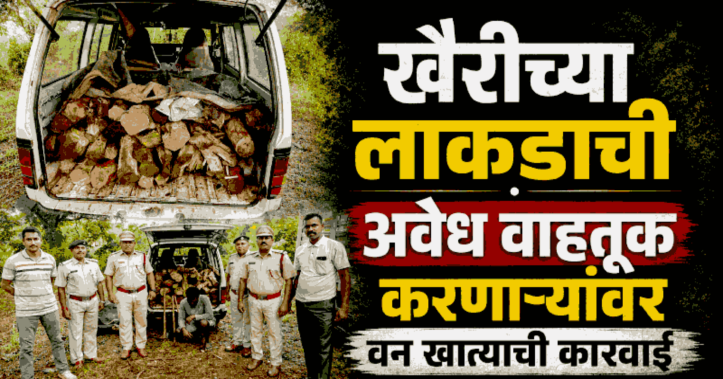 वारखंड-पेडणे येथे वन खात्याची धडक कारवाई; खैरीच्या लाकडाचे ५२ ओंडके आणि वाहन जप्त