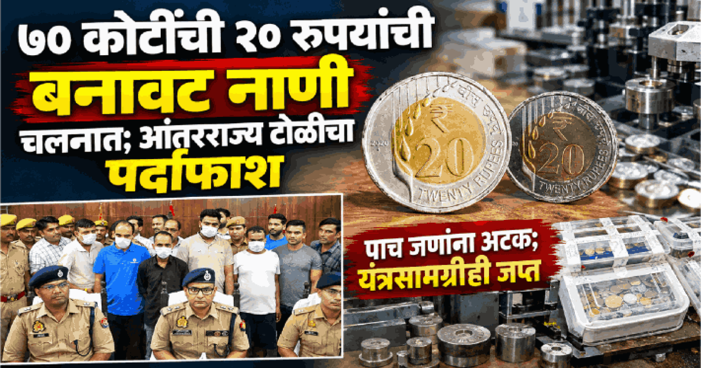 सहारनपूर : ७० कोटींची २० रुपयांची बनावट नाणी चलनात; आंतरराज्य टोळीचा पर्दाफाश