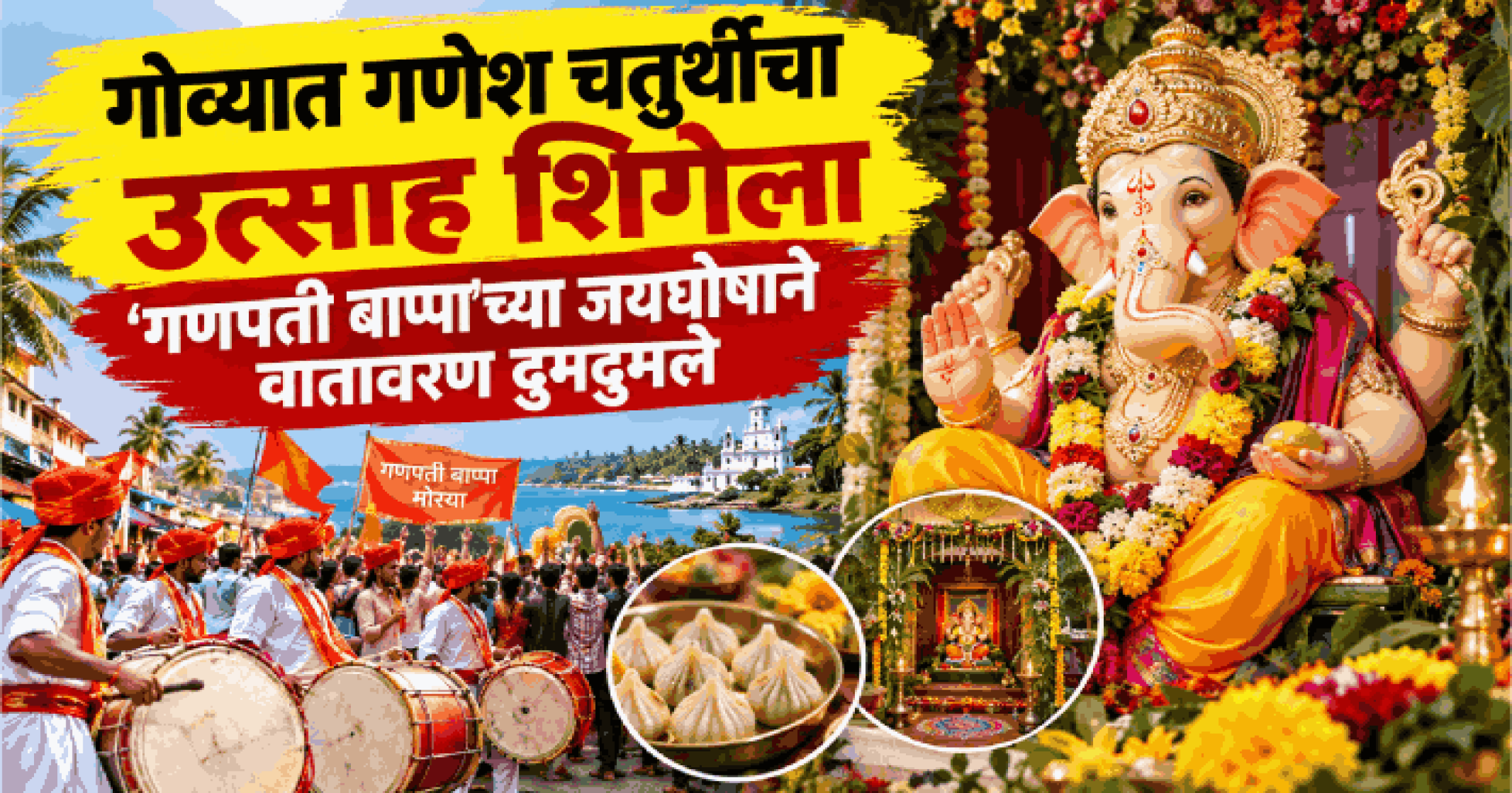 गोव्यात गणेश चतुर्थीचा उत्साह शिगेला; ‘गणपती बाप्पा’च्या जयघोषाने वातावरण दुमदुमले
