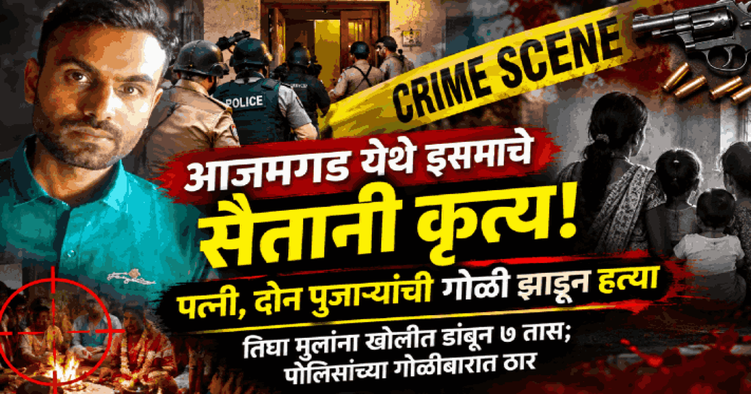 आजमगड येथे इसमाचा बेछूट गोळीबार; आठ वर्षांच्या मुलासहीत पत्नी, दोन पुजाऱ्यांची  हत्या