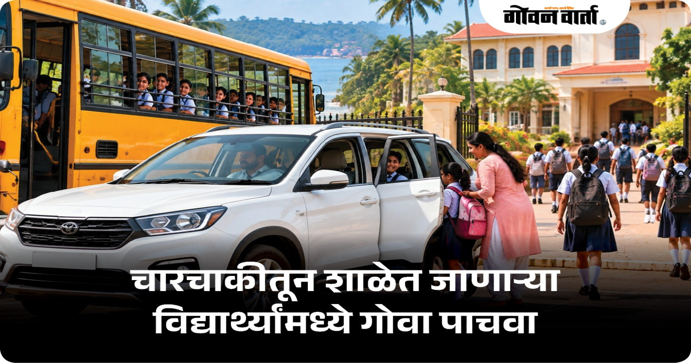 चारचाकीतून शाळेत जाणाऱ्या विद्यार्थ्यांमध्ये गोवा देशात पाचवा