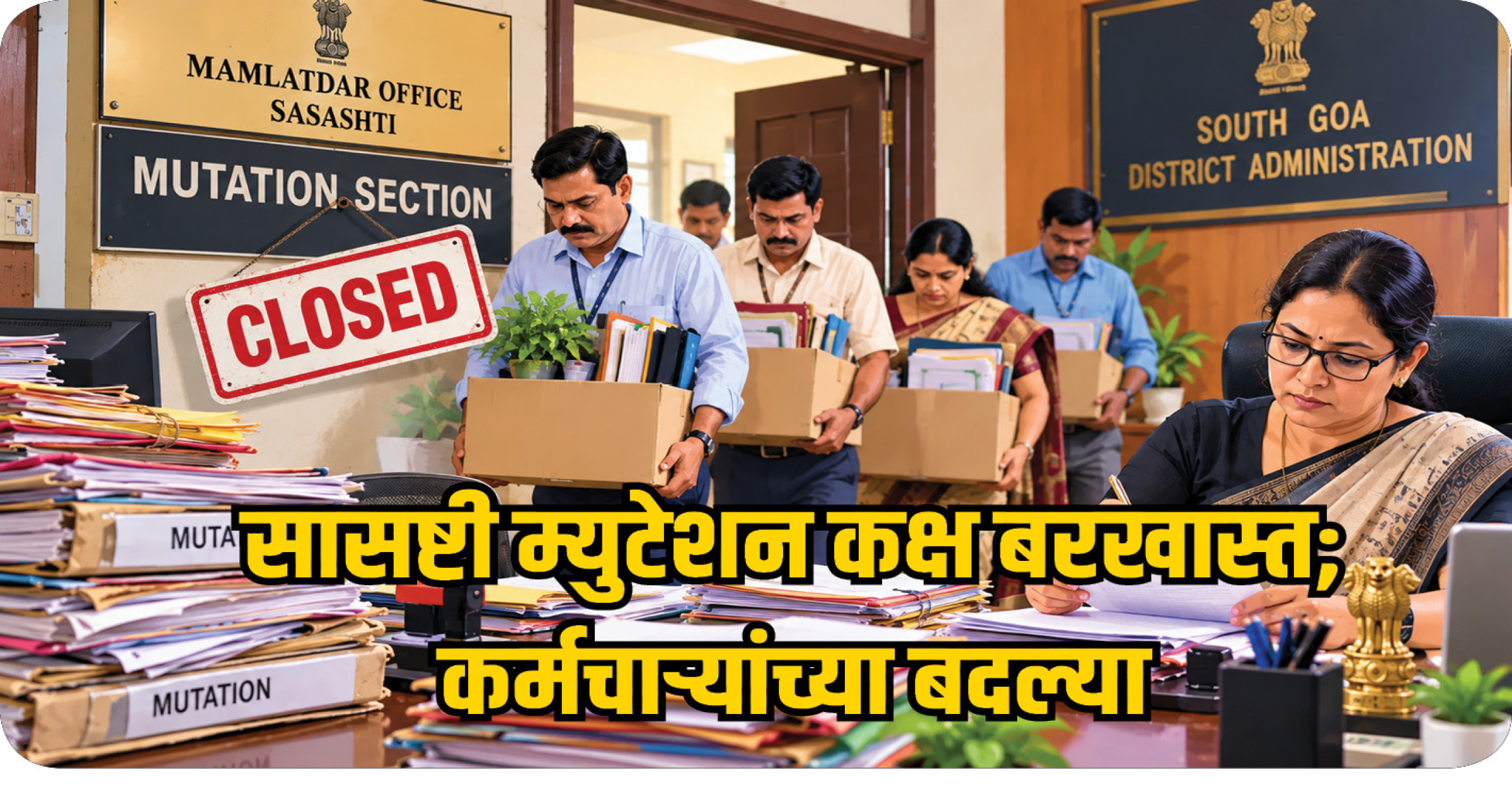 सासष्टी म्युटेशन कक्ष बरखास्त; कर्मचार्‍यांच्या बदल्या