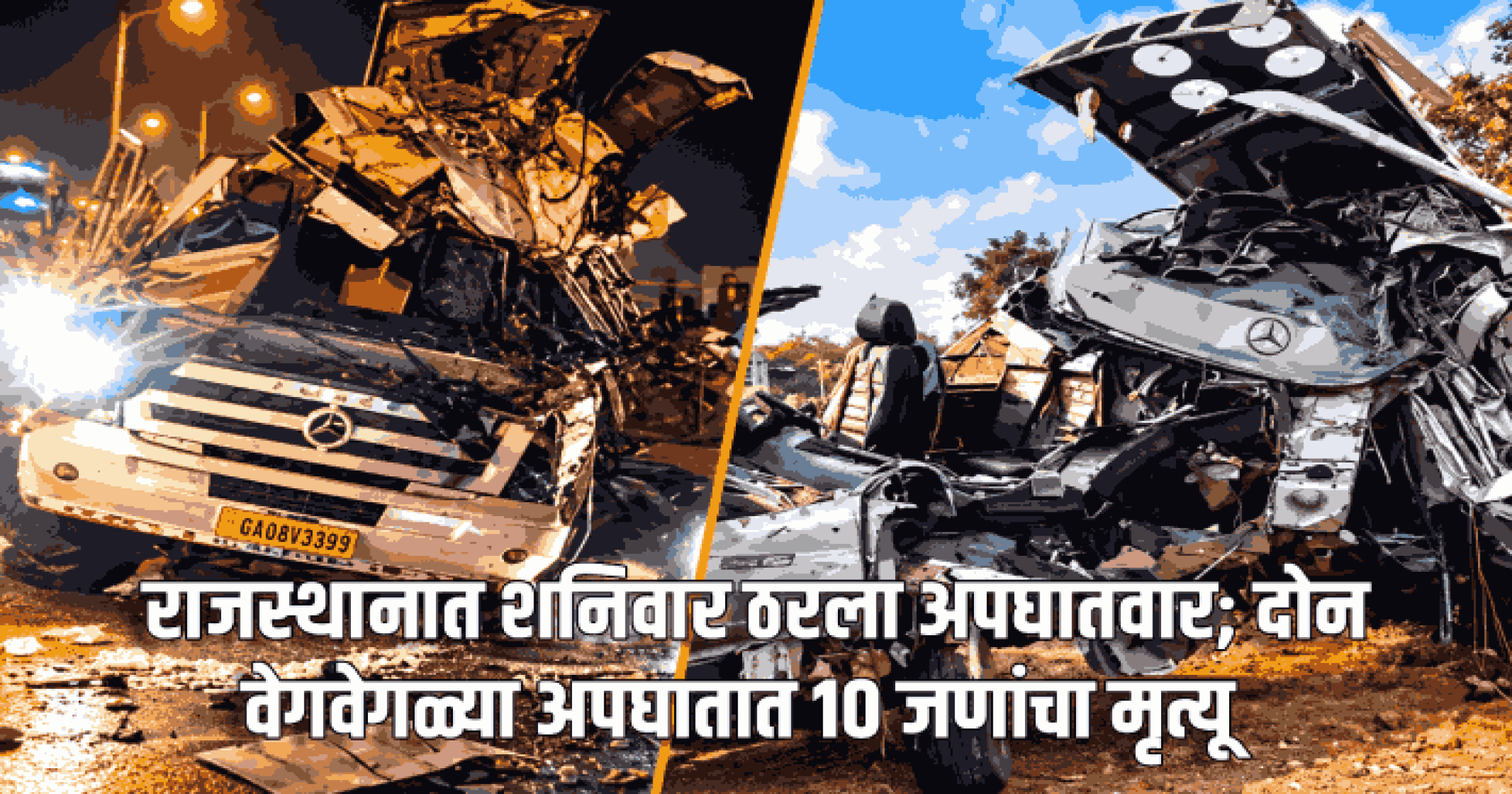 राजस्थानात शनिवार ठरला अपघातवार; दोन वेगवेगळ्या अपघातात १० जणांचा मृत्यू