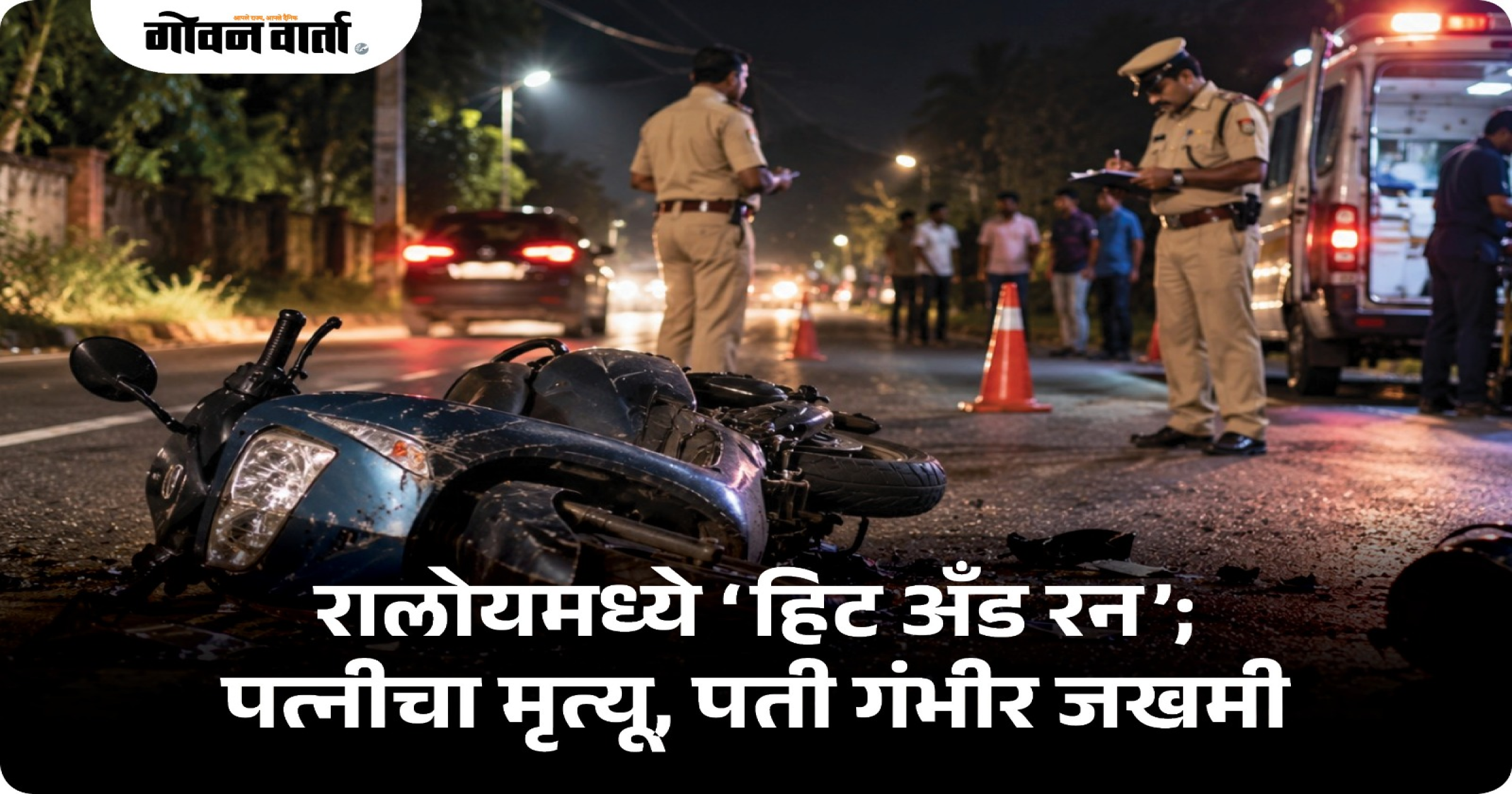 रालोयमध्ये ‘हिट अँड रन’; पत्नीचा मृत्यू, पती गंभीर जखमी