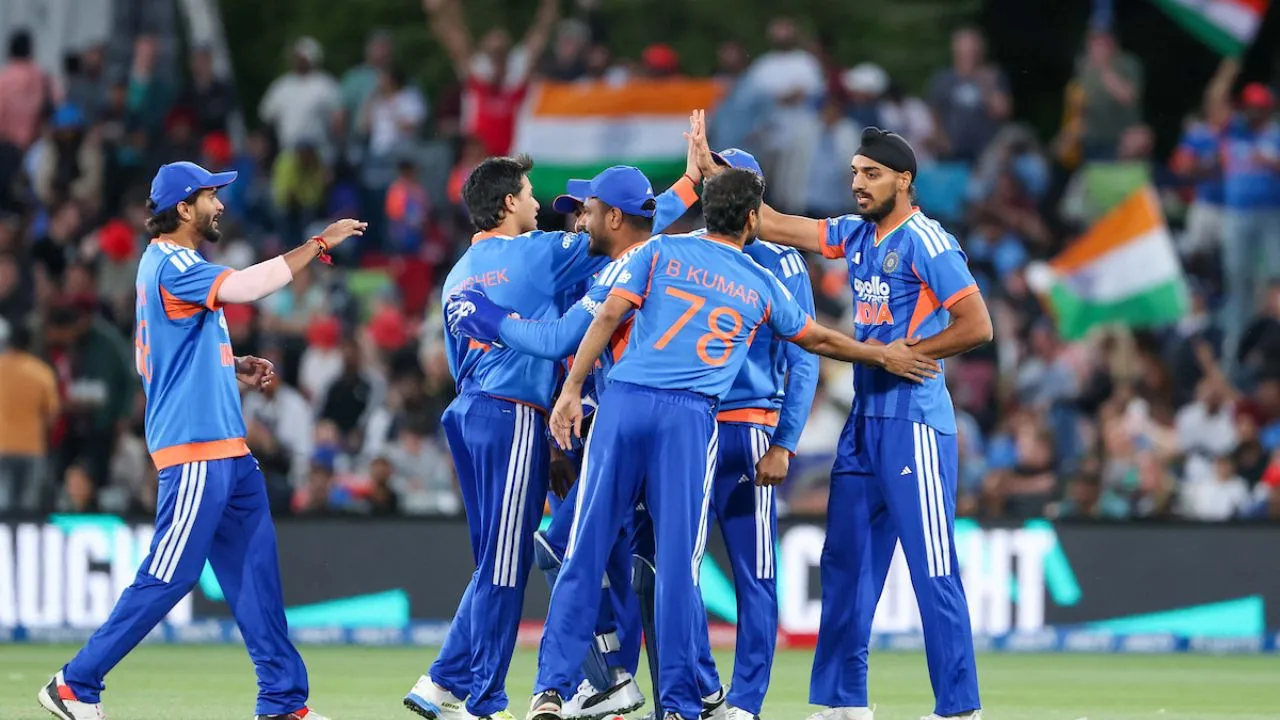Tilak Varma celebrates his half-century in India's second T20 match against New Zealand