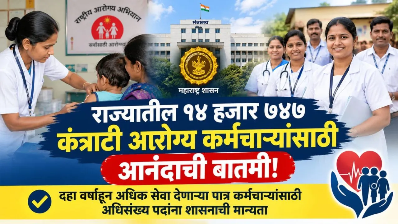 Maharashtra government decision on supernumerary posts for 14,747 eligible NHM contractual health workers