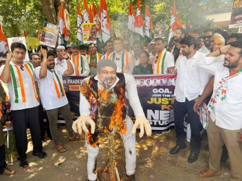 NEET PAPER LEAK: Effigy of Union Edu Min burnt in Margao