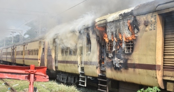 Train bogie engulfed in fire at Margao yard