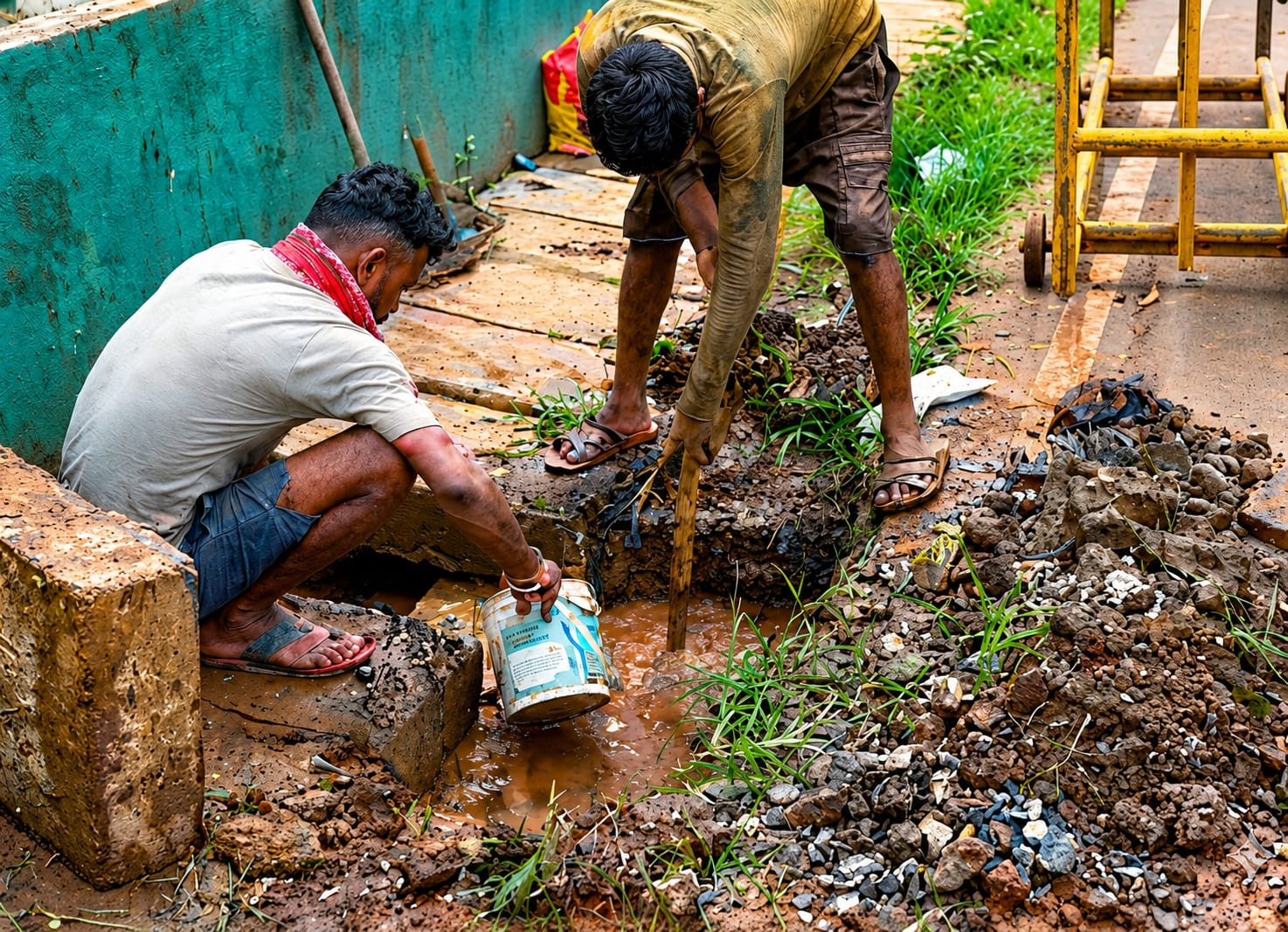 PWD rectifies water leakage   near Sanguem bus stand