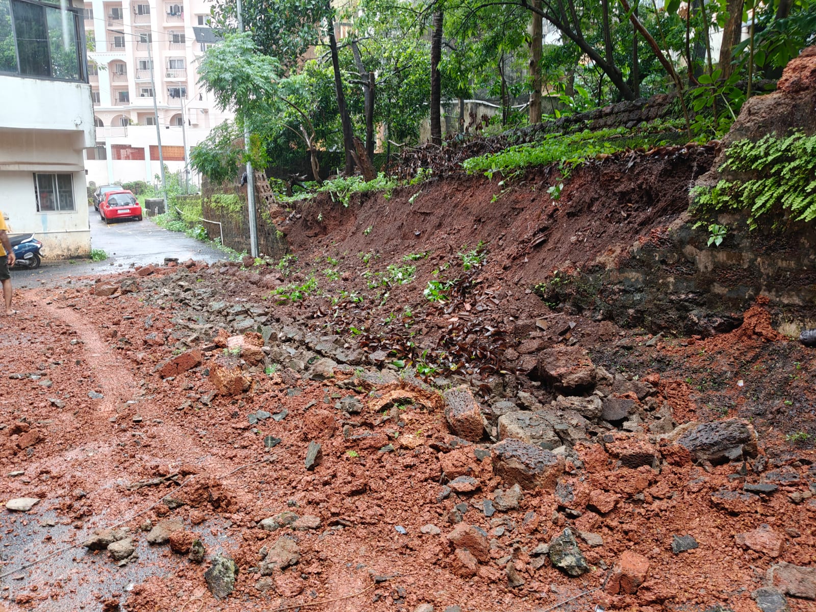 Aquem housing society  retaining wall collapses
