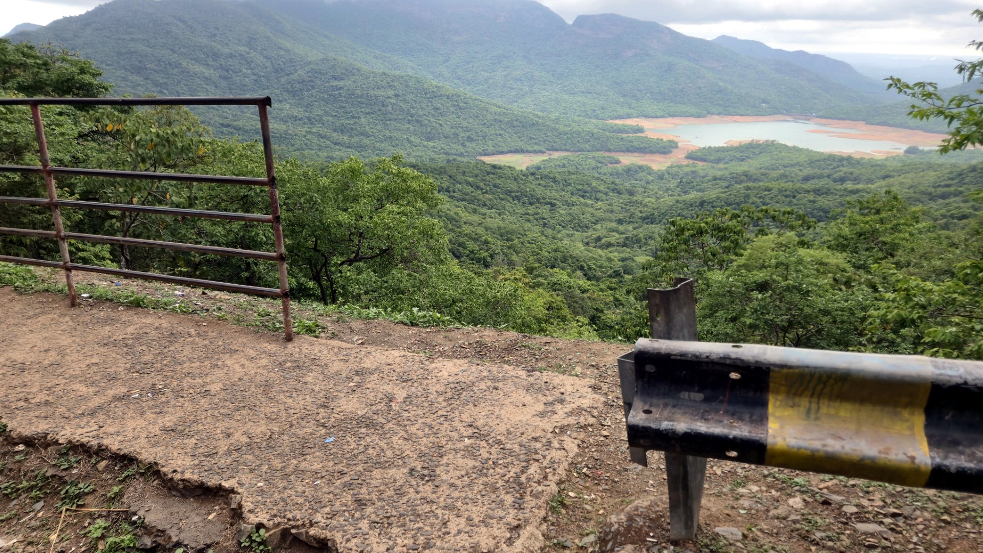 Railings broken at viewpoint of Anjunem Dam at...