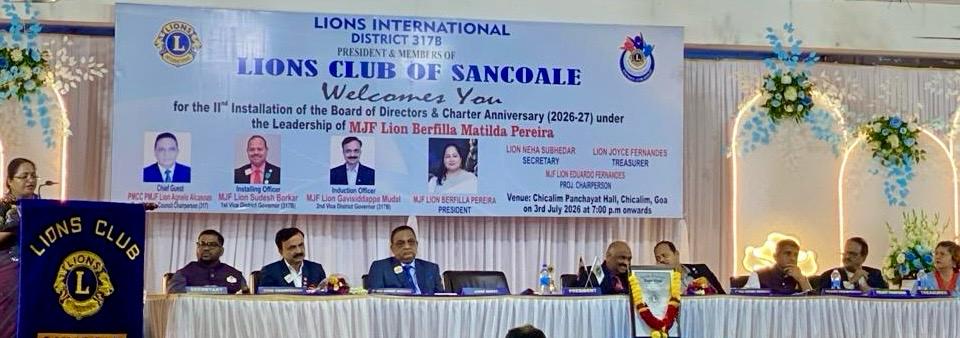 Installation ceremony of Lions Club   of Sancoale at Chicalim
